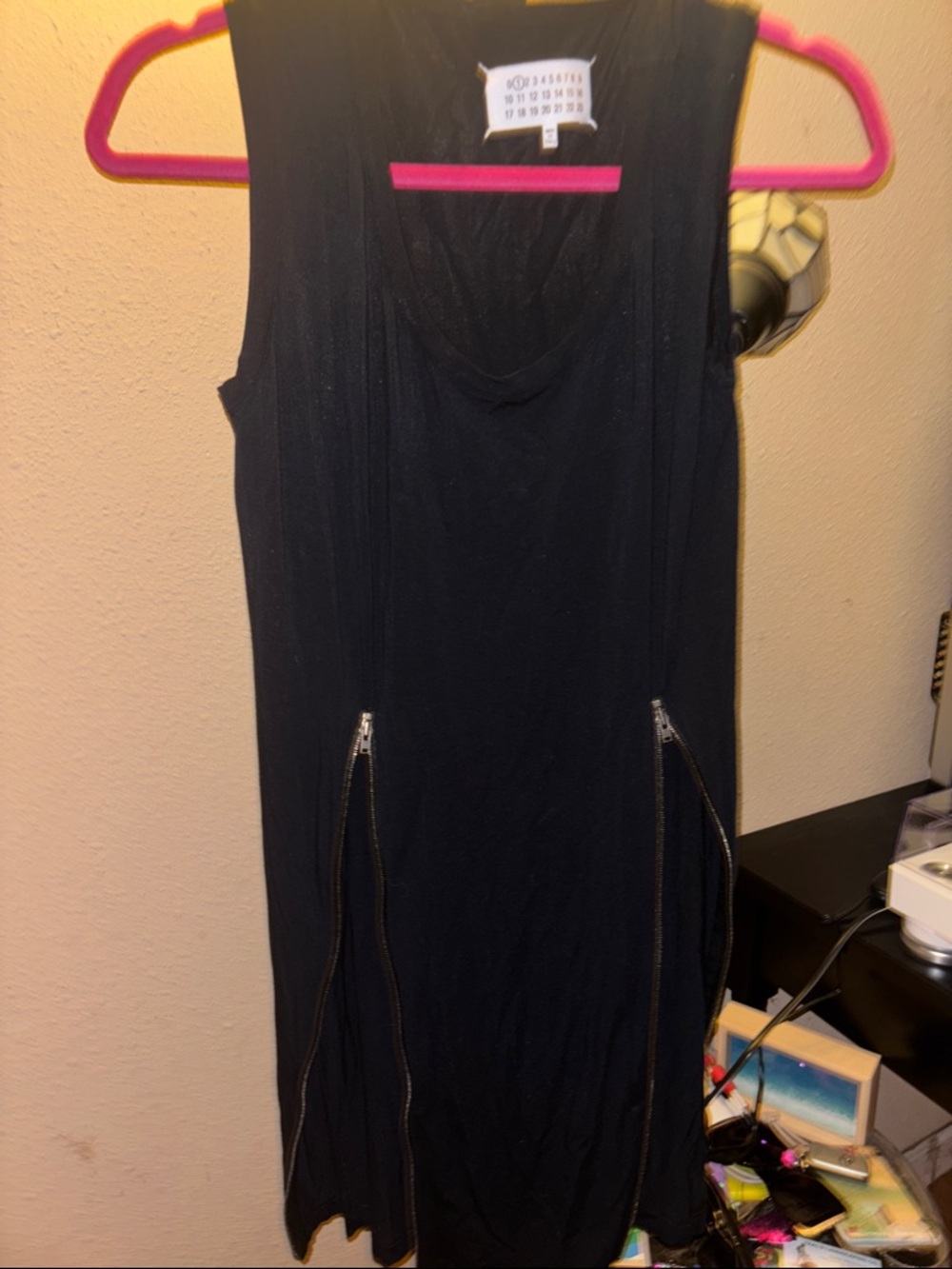 Maison Martin Margiela Black Sleeveless Mini Dress with Zip Details